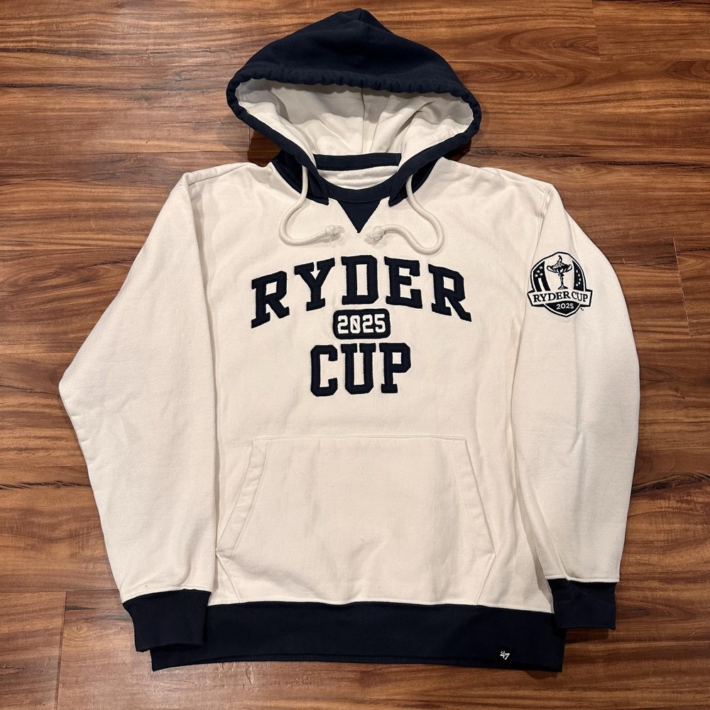 Ryder Cup Hoodie Sweatshirt Mens Medium White Navy Golf '47 Pullover 2025